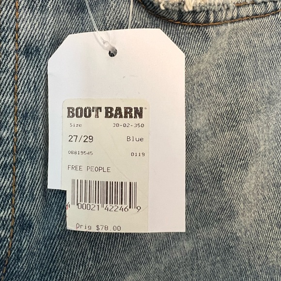 FREE PEOPLE NWT Straight Leg Distressed Denim Jeans - Size 26 - Picture 3 of 7